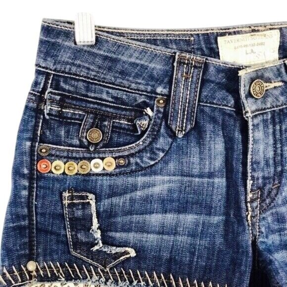 Taverniti So Denim Embellished Jeans Shorts 26 festival HTF Rare 30/3" inseam - Picture 12 of 12